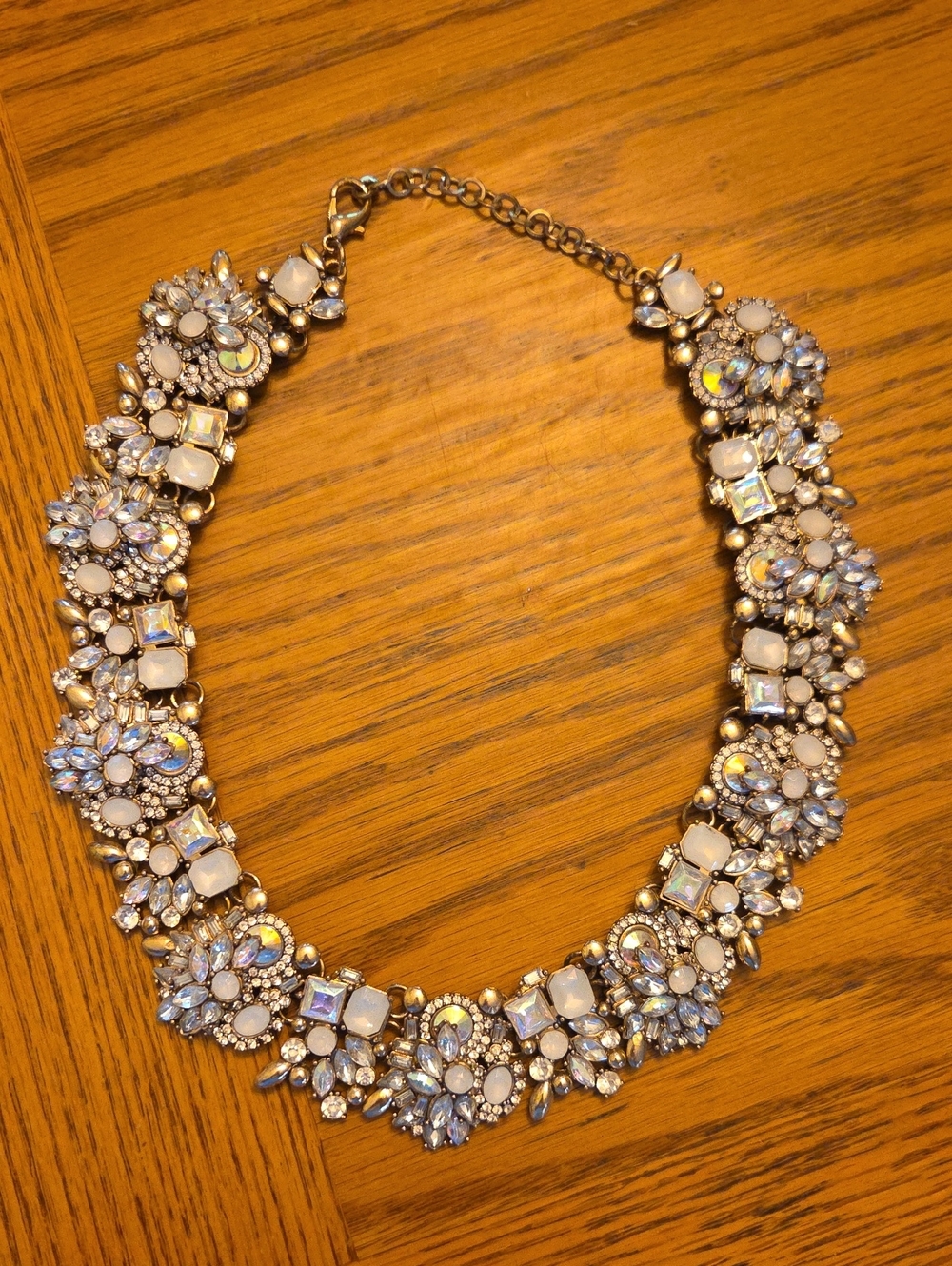 Crystal Statement Necklace in Iridescent White